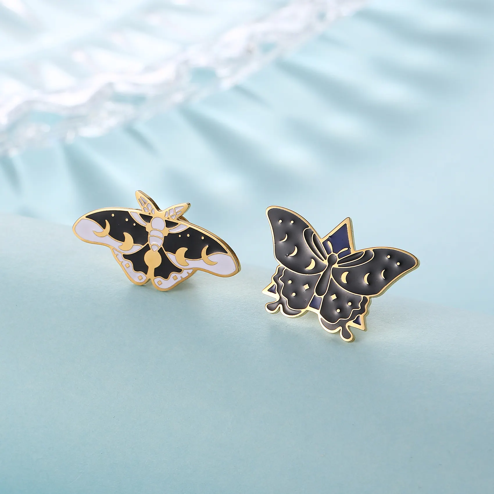 Fashion Universal Cute Brooch Rose Gold Plated 14K Gold Plated Stainless Steel Dinosaur Mushroom Butterfly Brooch