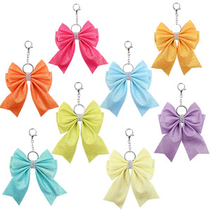 Venta al por mayor Crystal Cheer Bows Rhinestone Llavero Bolsa Accesorios Exquisito flash arco llavero - Product Image 1
