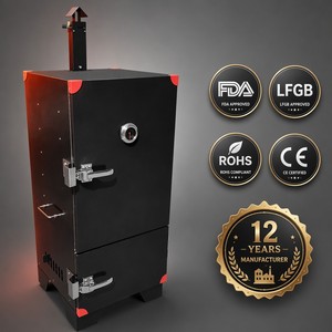 Parrilla de Metal de acero inoxidable OEM ahumador personalizado, parrilla ahumadora de paleta negra, parrillas ahumadoras de leña para barbacoa de camping al aire libre - Product Image 6