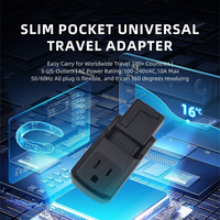 Adaptador de viaje universal FOXCAN de bolsillo delgado de excelente diseño con 3 salidas de EE. UU. (desenterrado)