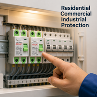 Disjoncteur différentiel électromagnétique RCCB 2P 4P 16A-63A 30mA 100mA 300mA Type AC RCD 6kA 10kA Rail DIN IEC61008 CE
