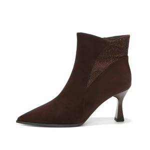 Botines de Punta Puntiaguda Y31253, Ante Sintético, Cierre de Cremallera, Aumento de Altura, Moda de Invierno, Suela de Goma, Forro de PU - Product Image 5