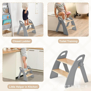 Children's Two-Step <b>Stool</b> Foldable Non-Slip Step <b>Stool</b> For Kids <b>Bathroom</b> Use Gray Pink Light Blue - Product Image 5