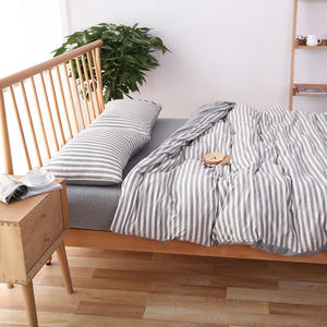 Juego de Sábanas a Rayas Suaves al por Mayor, Tejido de Punto Jersey, 100% Algodón, Juego de Ropa de Cama con Funda Nórdica - Product Image 4