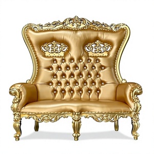 Carved <b>Gold</b> Wedding Chairs Luxury Furniture - Product Image 1