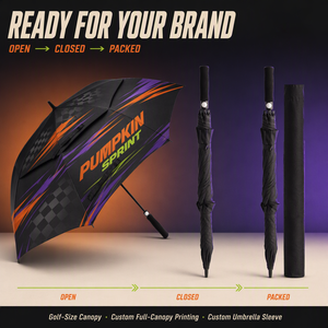 Parapluie de golf personnalisé en forme de citrouille d'Halloween, grand parapluie promotionnel coupe-vent, logo imprimé sur mesure, OEM ODM - Product Image 6