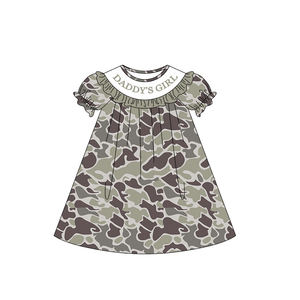 Robe d'été pour filles, longueur genou, imprimé camouflage DADDYS GIRL, 8 couleurs en stock, vente en gros, boutique pour enfants, nouvelle mode, bio - Product Image 5