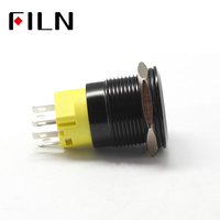 FILM 16mm 12V 220v anneau LED en alliage d'aluminium noir 1NO1NC Momentané interrupteur à bouton-poussoir étanche