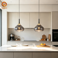 Lampe suspendue créative pour restaurant, cuisine, salle à manger, bar, en aluminium fumé et verre, pour cuisine