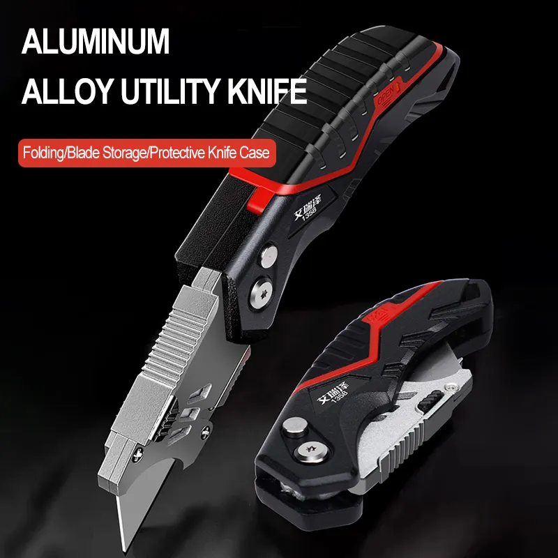 AIRAJ maket bıçağı geri çekilebilir keskin kesim ağır çelik kırma 18mm bıçak kağıt kesme elektrikçi maket bıçağı