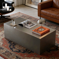 Table basse rectangulaire moderne et simple en métal argenté pour salon, hall d'hôtel, meuble durable