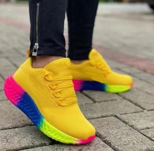 Zapatillas deportivas casuales de punto con plataforma para mujer, talla grande, diseño de correa elástica tipo monje, iluminadas, flexibles y resistentes para QS112A9 - Product Image 3