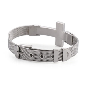 Pulsera y brazalete de acero inoxidable 316L resistente al agua y al desgaste, pulsera cruzada chapada en oro de 14K y 18K para hombre - Product Image 6
