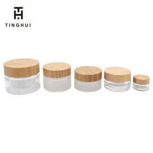 ขวดแก้วฝ้า ขวดแก้วเปล่าสำหรับเครื่องสำอาง ขนาด 100 มล. 50 มล. 30 มล. 15 มล. ขวดแก้วฝาไม้ไผ่สำหรับครีมทาหน้า - Product Image 3