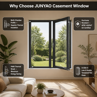 Ventana Abatible Insonorizada y Resistente a Huracanes AS2047 NFRC CE 6063-T5 PA66 5+20A+5 Low-E, Resistente a la Intemperie, OEM para Villa