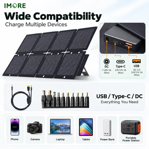 60W Foldable Photovoltaic Solar Panel Monocrystalline ETFE <b>USB</b> Type <b>C</b> IP67 for Portable Charging Camping Travel and Outdoor Use - Product Image 3