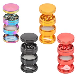 High Quality Customised Printed Logo Manual Hand 4 Pieces Zinc Alloy Tobacco <b>Herb</b> <b>Grinder</b> - Product Image 5
