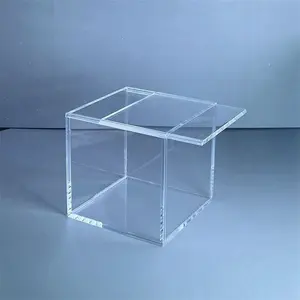 Mini vitrina de almacenamiento acrílica transparente personalizada, caja de almacenamiento de regalo de dulces con tapa deslizante