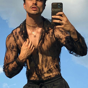 Discothèque Sexy <span class=keywords><strong>Style</strong></span> Hommes Transparent S Rt-<span class=keywords><strong>chemise</strong></span> à manches Street P to Trend <span class=keywords><strong>Chemise</strong></span> à manches longues - Product Image 2