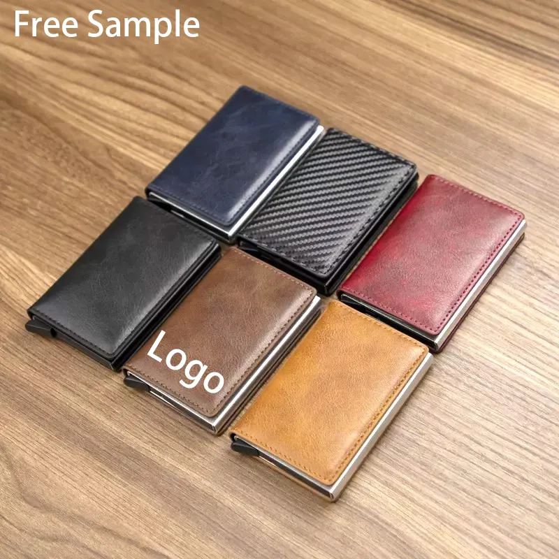 Minibook RFID anti-theft brush male brake aluminum alloy card bag card holder sleeve,rfid Pu leather id card holder wallets