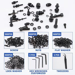 Screw Set 2000Pcs Metric Class 12 Cylindrical Head Hex Screws With Nuts Washers Boxed Standard Thread DIN912 Grade A SCM435 - Product Image 2