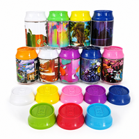 En stock, pots en plastique PET à couvercle vissé avec étiquettes, pour bonbons, biscuits, gommes, herbes, fleurs, et emballages de canettes de soda en plastique, 3.5g 7g