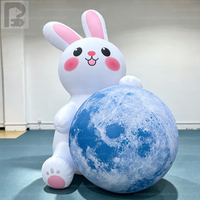 Grand lapin gonflable géant personnalisé avec globe lunaire, ensemble gonflable de dessin animé pour le Festival de la Mi-Automne, usage commercial