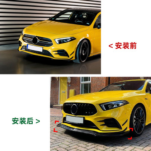 Mercedes-Benz A-Class W177 2019-2022 Front Lip Splitter Piano Black Carbon Fiber Texture PP Material - Product Image 5