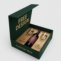 Boîtes d'emballage magnétique en carton rigide avec logo personnalisé pour verres à vin, tasses, boîte-cadeau de whisky noir recyclable avec insertion