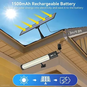 Lampada Solare <span class=keywords><strong>da</strong></span> Parete a 2 Luci con Sensore di Movimento, Cavo di Prolunga 5M, Ricarica USB, per Interni ed Esterni, Garage, Giardino, Emergenze - Product Image 3