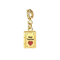 Breloques en acier inoxydable émaillé D680 avec fermoir, motifs lettres, cœur, livre, fusée, bagage, pour la création de bijoux
