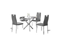 Modern yuvarlak cam masa krom Metal çerçeve restoran oturma yemek odası masaları