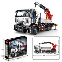 Grúa Montada en Camión, Bloques de Construcción STEM Educativos, Modelo de Plástico ABS, Juguete Electrónico de Construcción con Control Remoto, Edades 6+