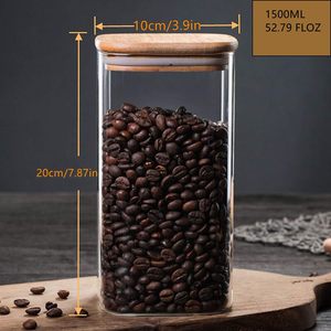 Clear Glass Microwavable Airtight Pressed Food Storage Container Bamboo Lids <b>Canister</b> <b>Set</b> for Kitchen Use Pasta Flour Cereal - Product Image 2
