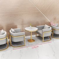 Ensemble de canapés et tables de restaurant en acier inoxydable de style nordique pour café, bar, salle à manger, hôtel, mobilier commercial
