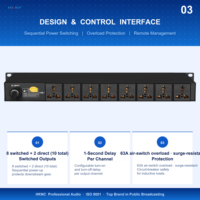 Controlador de Iluminación Profesional HK-C00 de Metal, Secuenciador de Energía de 8 Canales y 30A con Pantalla Retroiluminada para Sistemas de Sonido de Escenario, KTV, Bares y Eventos en Vivo