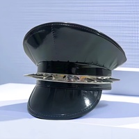 Chapeaux de capitaine en similicuir noir en gros avec pointes pour costumes d'Halloween