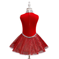Robe de danse pour filles, robe de princesse rouge à paillettes, costume de danse de ballet pour enfants, robe pour filles