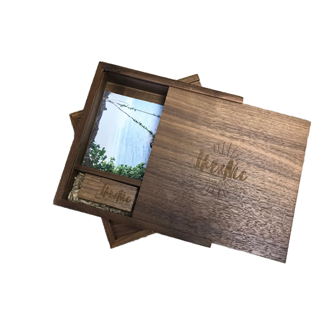 Wooden Box Includes Usb Flash Drive and Photos for Wedding Gift or Photographer with Custom logo