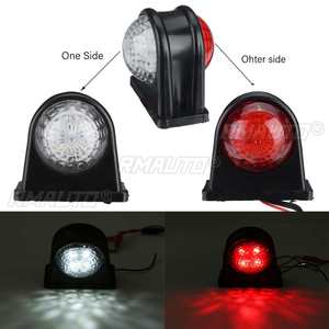 2 pièces, 24 V, 8 LED, feux de position latéraux pour voiture et camion, en caoutchouc et plastique, double face, clignotants rouges et blancs pour remorque, camion, fourgonnette, bus - Product Image 2