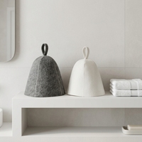 Chapeau de bain polyvalent et personnalisable en 100 % laine douce et réutilisable avec boucle de suspension pour l'isolation thermique et la protection des oreilles en banya