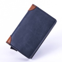Portefeuille en cuir aluminium avec logo personnalisé en gros étui pour carte de crédit RFID pop-up pour hommes