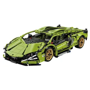 1280 buah proyek blok bangunan mobil balap olahraga Super untuk dewasa Lego mainan koleksi anak-anak partikel kecil mobil mainan