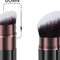 Lot de 2 pinceaux de maquillage Kabuki rétractables, pinceaux cosmétiques de voyage pour fond de teint liquide, blush, poudre libre