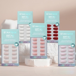 BTArtbox Faux Ongles à Presser en Gel Souple, Modèles Simples, Courts, Carrés, Amande, Faits Main, Réutilisables, Vente en Gros pour l'Été - Product Image 1