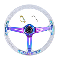 Volant de direction sport transparent en acrylique cristallin TIYPEOR 350 mm, volant de drift profond transparent 14 pouces