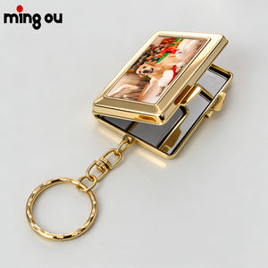 Mini Espejo Metálico para Sublimación, Llavero Plegable, Colgante Rectangular, Espejo Compacto Portátil <span class=keywords><strong>de</strong></span> Metal, Marco <span class=keywords><strong>de</strong></span> Fotos para Llavero - Product Image 3