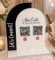 Plaque personnalisée en acrylique rose vif avec code QR pour réseaux sociaux, logo sur mesure, scanner pour se connecter