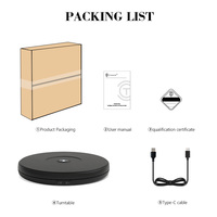 Plateau tournant électrique de 25 cm, support de présentation rotatif à 360 degrés, plateforme de photographie, tournage vidéo, diffusion en direct, rotateur avec éclairage LED