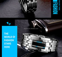 Grosir OEM 8109 Gelang LED Fashion Sport Desain Unik Jam Biner Baja Tahan Karat Pasangan Wanita Pria Jam Tangan Digital